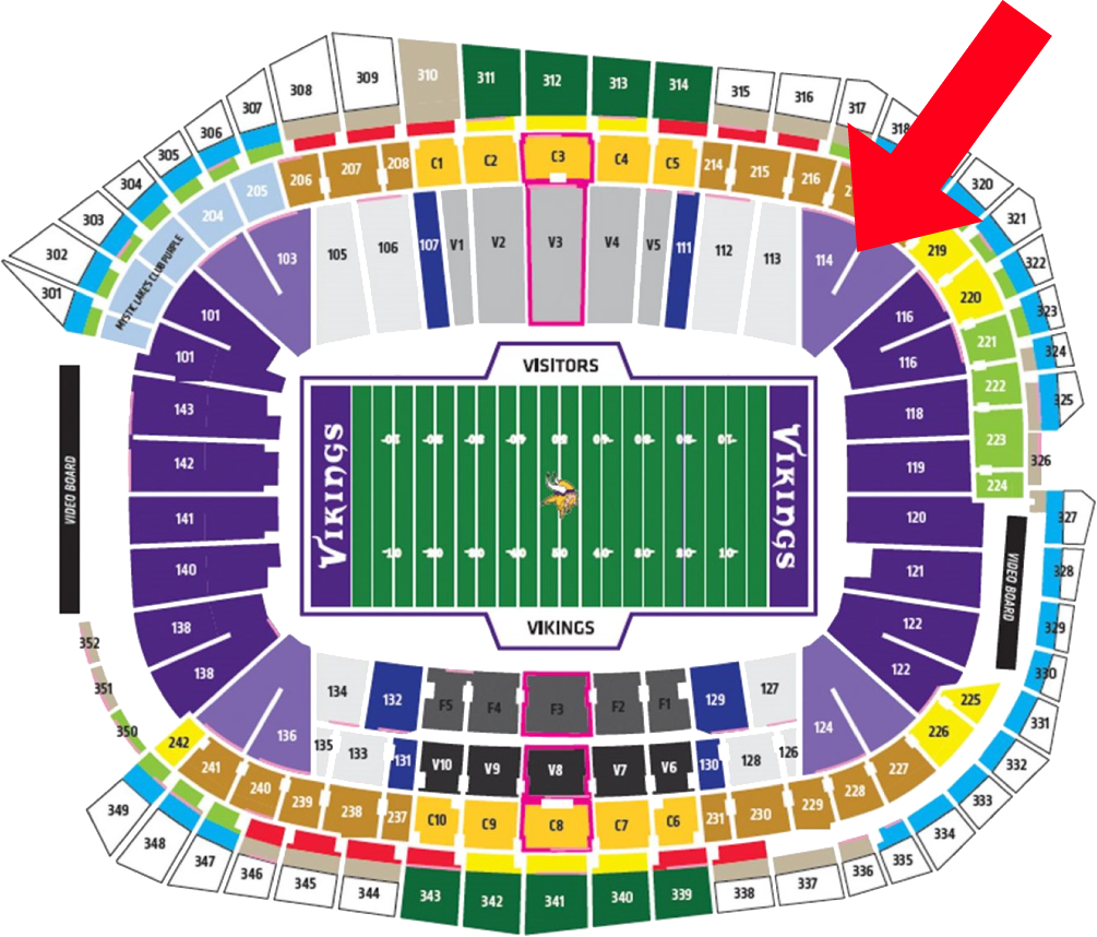 Map of Vikings Stadium seating