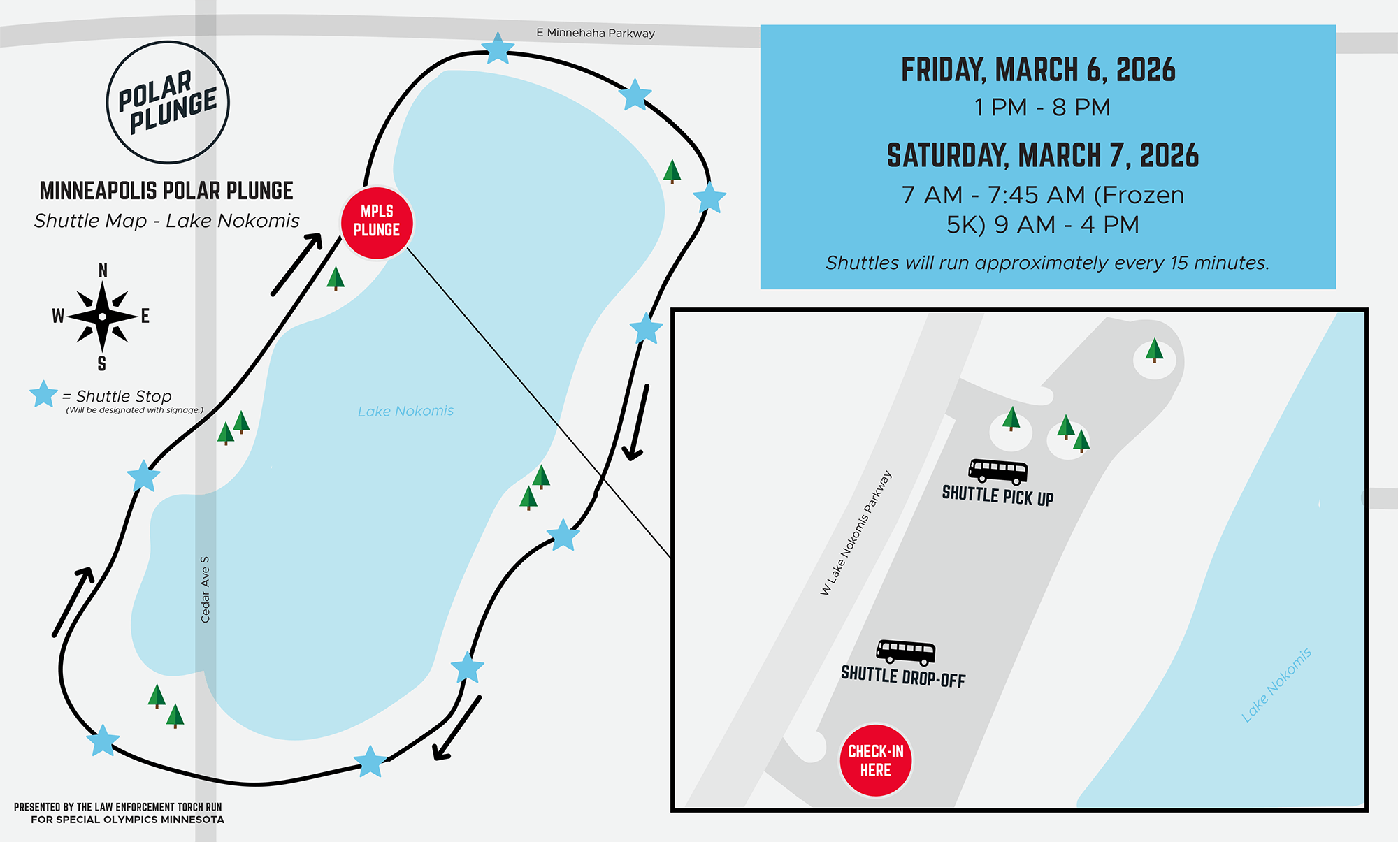2026 Minneapolis Plunge shuttle map